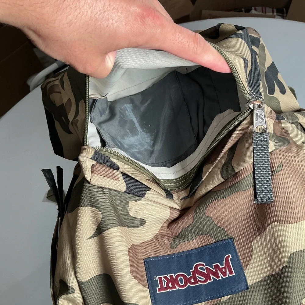 JanSport Backpack Unisex OS Woodland Camo Canvas Streetwear Gorpcore Utility Bag